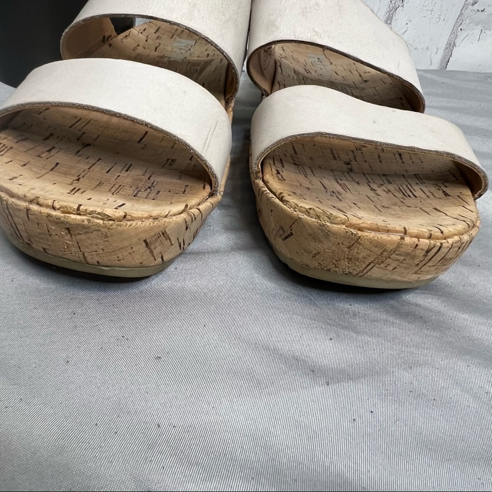 Korks Slides Sandals Tidal Slip On White Leather … - image 2